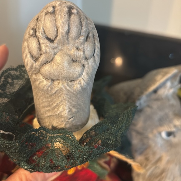 Adorable Porcelain & Stuffed Schnauzer Doll Animal Fall Christmas Collectible - Picture 12 of 12